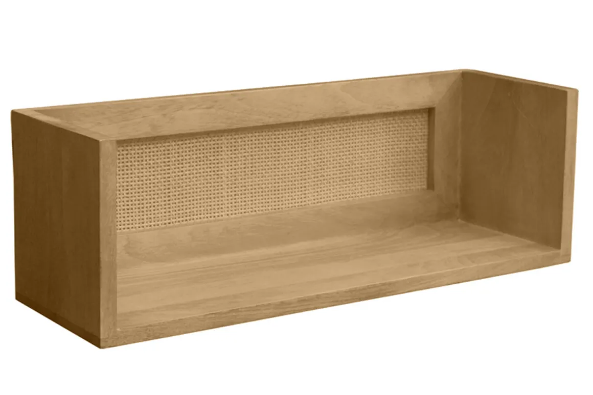 Miliboo Etagère Murale-Étagère tablette murale en bois manguier massif et cannage rotin L60 cm ACANGE