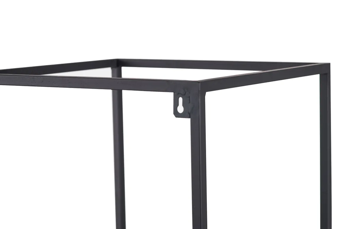 Miliboo Etagère Murale-Étagères murales carrées en métal noir et bois manguier massif (lot de 3) YPSTER