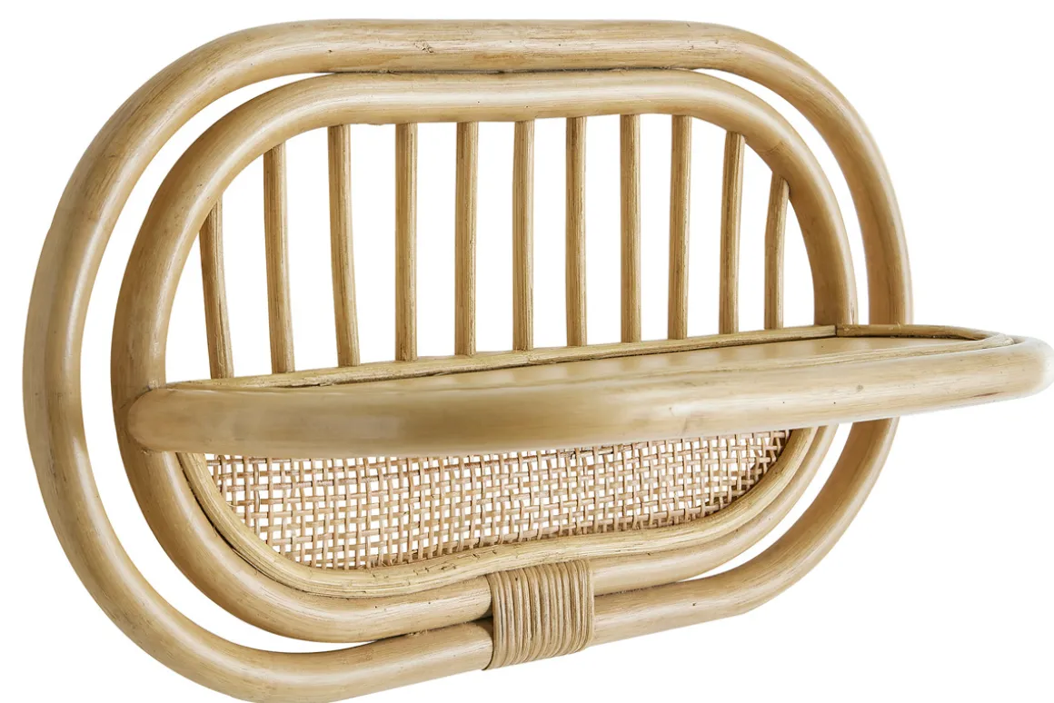 Miliboo Table De Chevet|Etagère Murale-Étagères murales en rotin et cannage L45 cm (lot de 2) SYBILLE