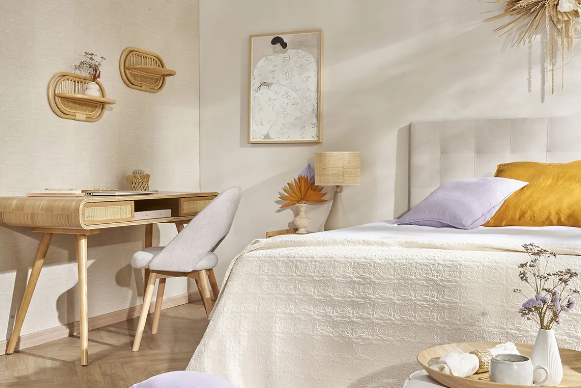 Miliboo Table De Chevet|Etagère Murale-Étagères murales en rotin et cannage L45 cm (lot de 2) SYBILLE