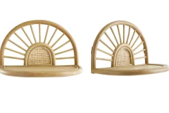 Miliboo Table De Chevet|Etagère Murale-Étagères murales en rotin naturel et cannage L40 cm (lot de 2) BOW