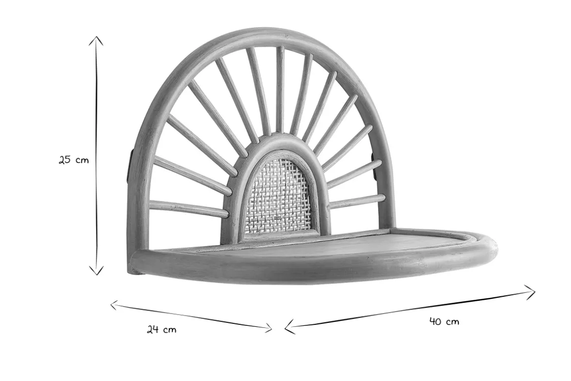 Miliboo Table De Chevet|Etagère Murale-Étagères murales en rotin naturel et cannage L40 cm (lot de 2) BOW