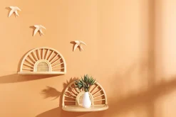 Miliboo Table De Chevet|Etagère Murale-Étagères murales en rotin naturel et cannage L40 cm (lot de 2) BOW