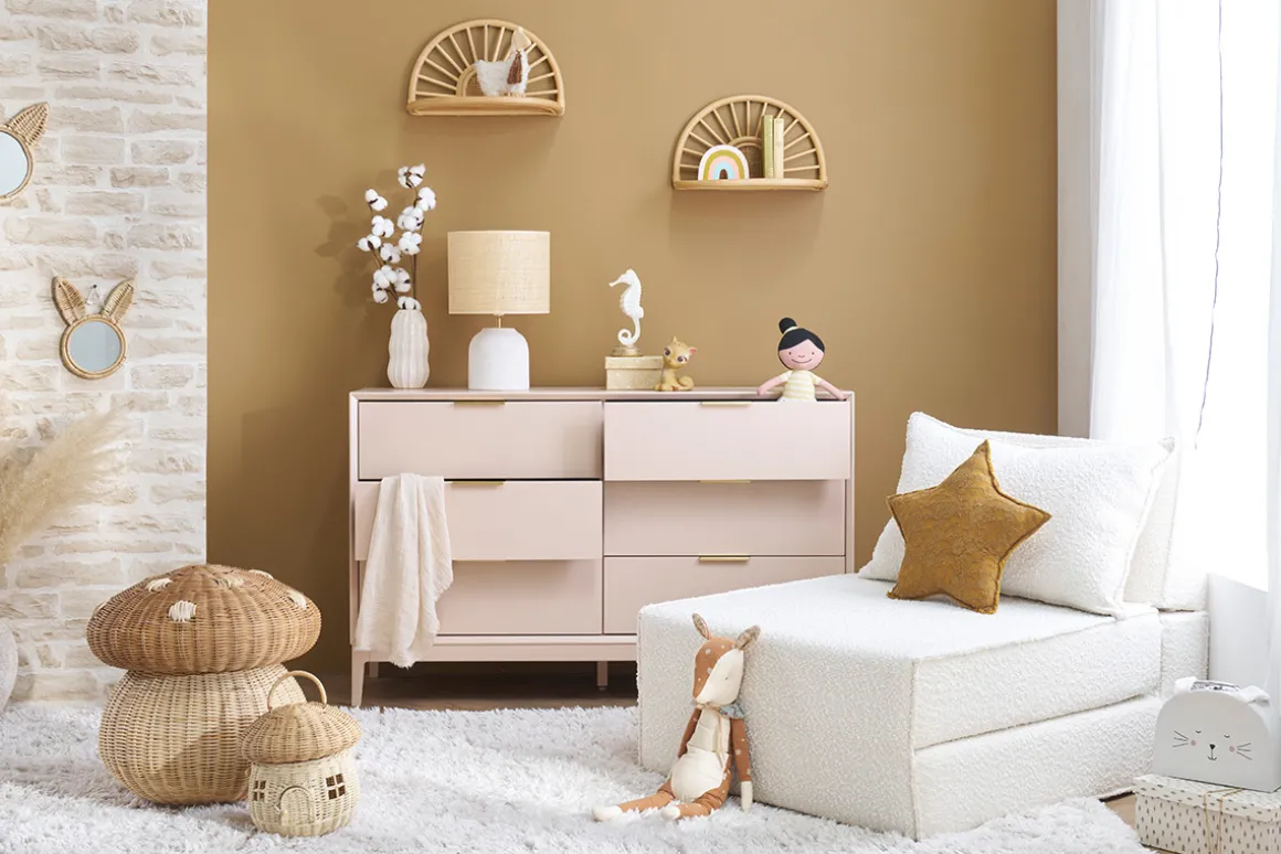 Miliboo Table De Chevet|Etagère Murale-Étagères murales en rotin naturel et cannage L40 cm (lot de 2) BOW