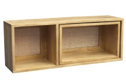 Miliboo Etagère Murale-Étagères niches murales gigognes en bois manguier massif et cannage rotin L80 cm (lot de 2) ACANGE