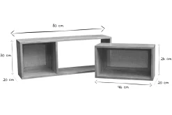 Miliboo Etagère Murale-Étagères niches murales gigognes en bois manguier massif et cannage rotin L80 cm (lot de 2) ACANGE