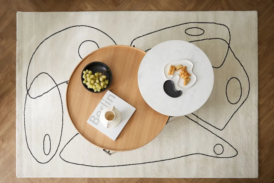 Miliboo Tapis-Tapis blanc motif line art 160 x 230 cm ARTISTE