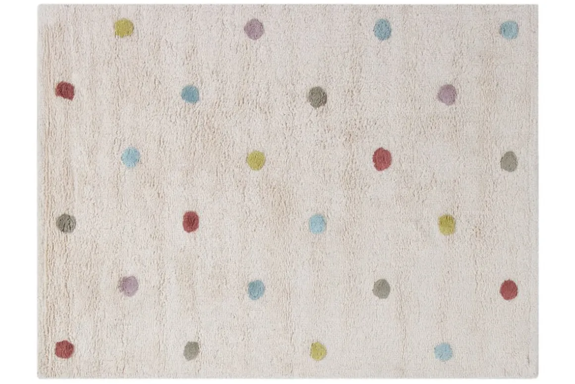 Miliboo Accessoire & Déco Enfant|Tapis-Tapis enfant en coton beige motif pois multicolore 100 x 150 cm DADA