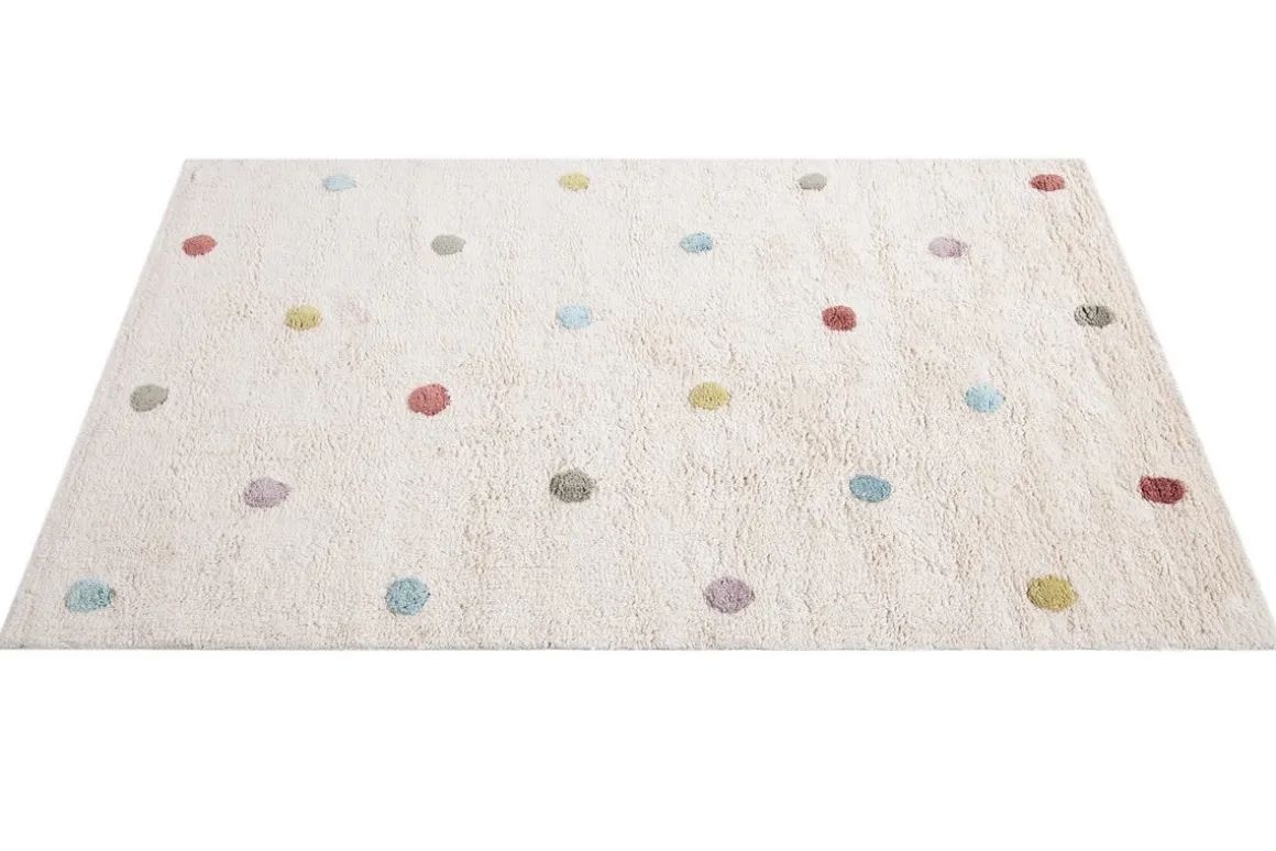 Miliboo Accessoire & Déco Enfant|Tapis-Tapis enfant en coton beige motif pois multicolore 100 x 150 cm DADA