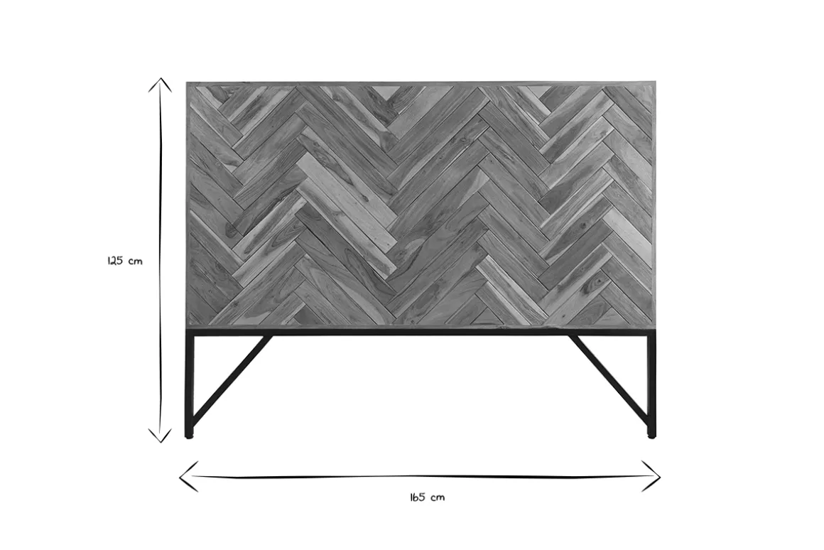 Miliboo Tête De Lit-Tête de lit à motifs chevrons en bois massif et métal noir L165 cm STICK