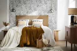 Miliboo Tête De Lit-Tête de lit à suspendre en bois teck massif et corde de papier tressée L165 cm FLAKA