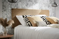 Miliboo Tête De Lit-Tête de lit à suspendre en bois teck massif et corde de papier tressée L165 cm FLAKA