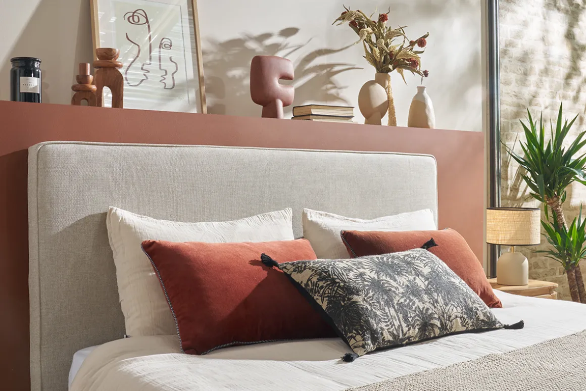 Miliboo Tête De Lit-Tête de lit à suspendre en tissu effet velours gris L180 cm LILY