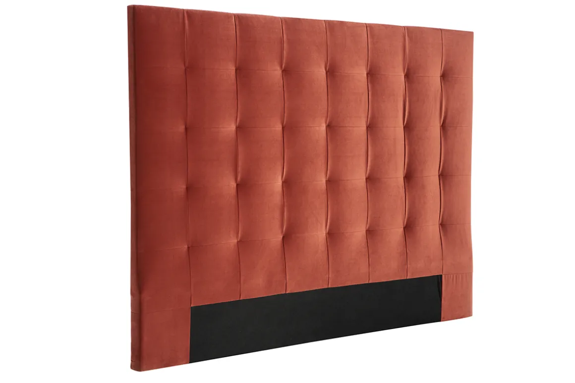 Miliboo Tête De Lit-Tête de lit capitonnée en tissu velours terracotta L160 cm HALCIONA