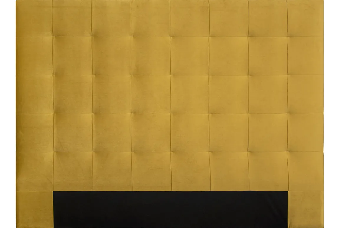 Miliboo Tête De Lit-Tête de lit capitonnée en tissu velours jaune moutarde L160 cm HALCIONA