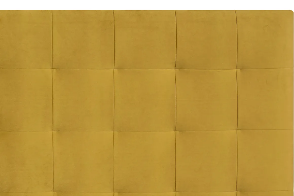 Miliboo Tête De Lit-Tête de lit capitonnée en tissu velours jaune moutarde L160 cm HALCIONA