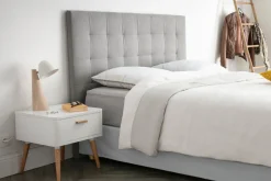 Miliboo Tête De Lit-Tête de lit capitonnée en tissu gris L160 cm HALCIONA