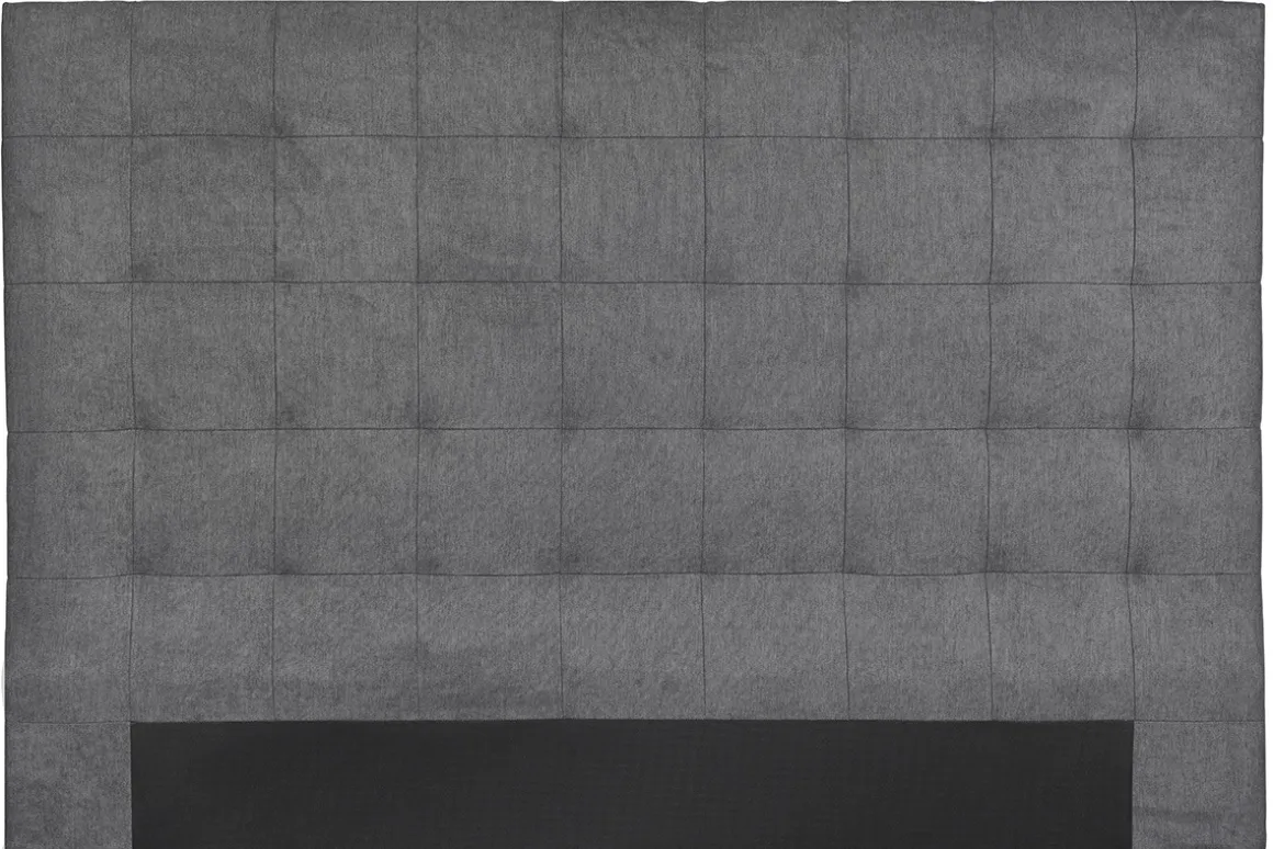 Miliboo Tête De Lit-Tête de lit capitonnée en tissu gris anthracite L180 cm HALCIONA