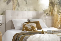 Miliboo Tête De Lit-Tête de lit capitonnée en tissu beige clair naturel L140 cm HALCIONA