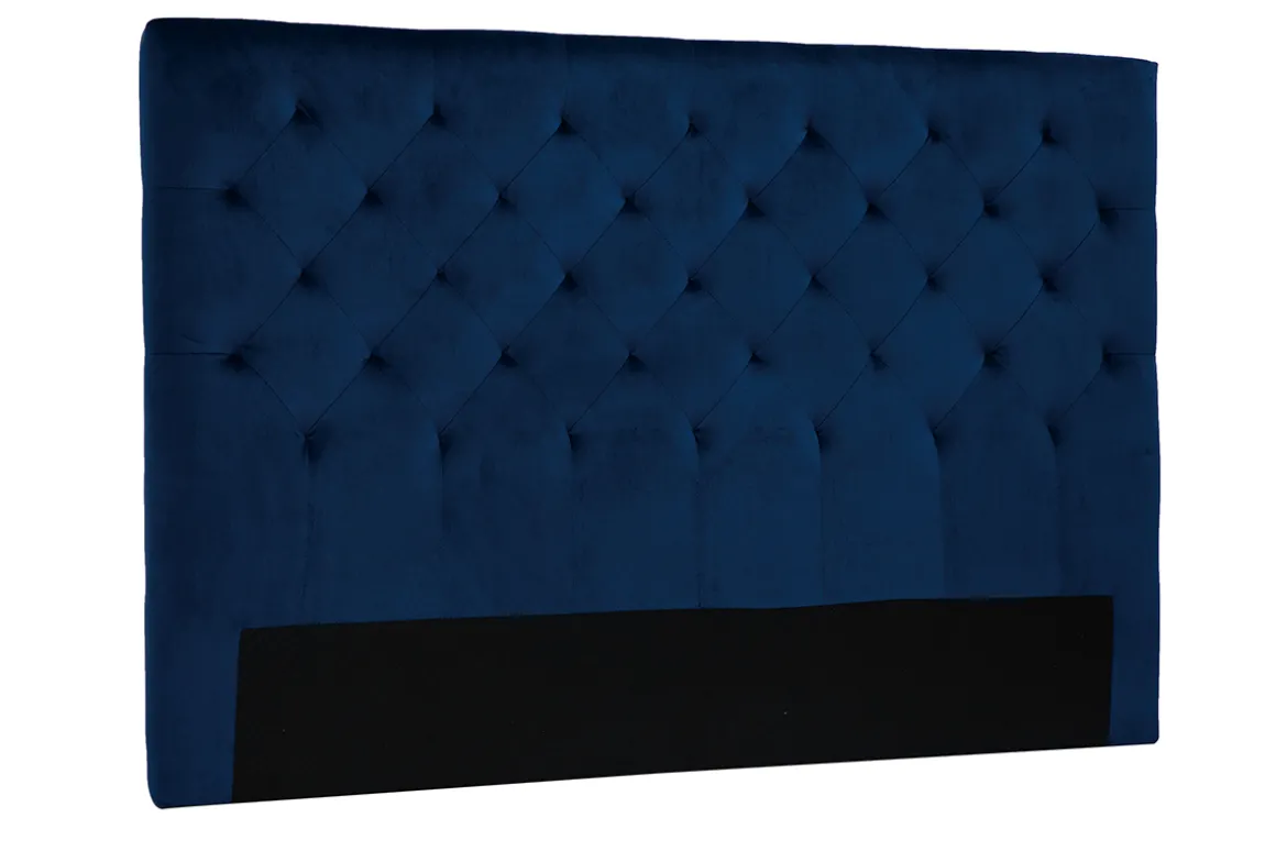 Miliboo Tête De Lit-Tête de lit capitonnée en tissu velours bleu nuit L160 cm ENGUERRAND