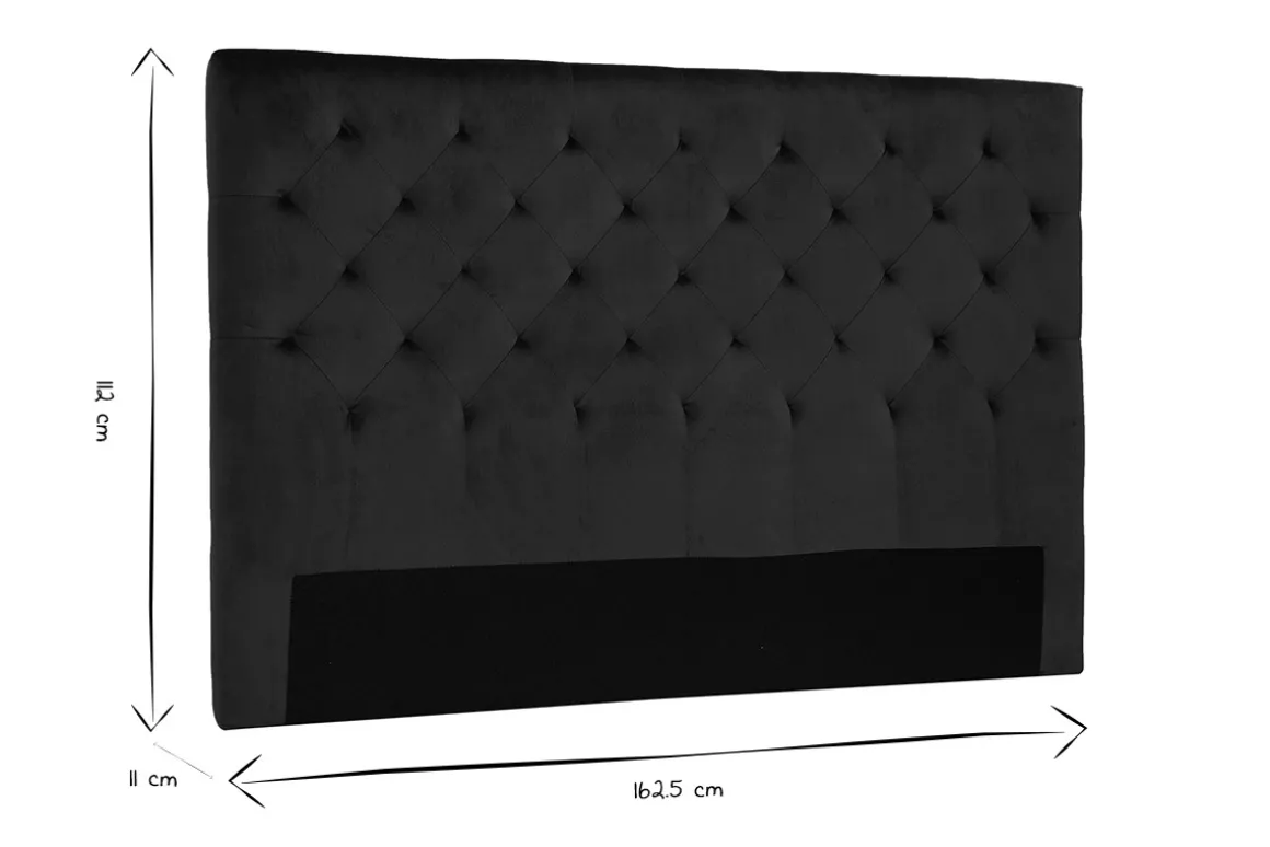 Miliboo Tête De Lit-Tête de lit capitonnée en tissu velours bleu nuit L160 cm ENGUERRAND