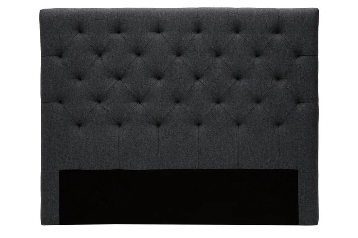 Miliboo Tête De Lit-Tête de lit capitonnée en tissu gris foncé L140 cm ENGUERRAND