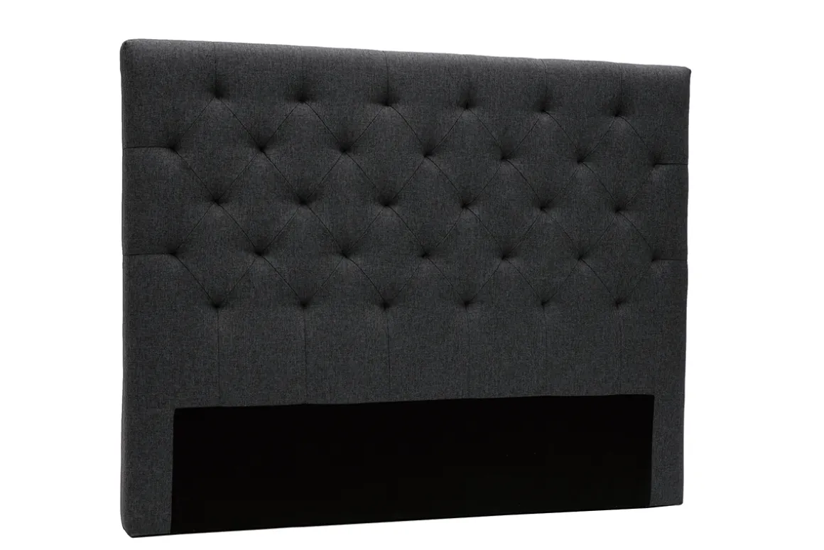 Miliboo Tête De Lit-Tête de lit capitonnée en tissu gris foncé L140 cm ENGUERRAND