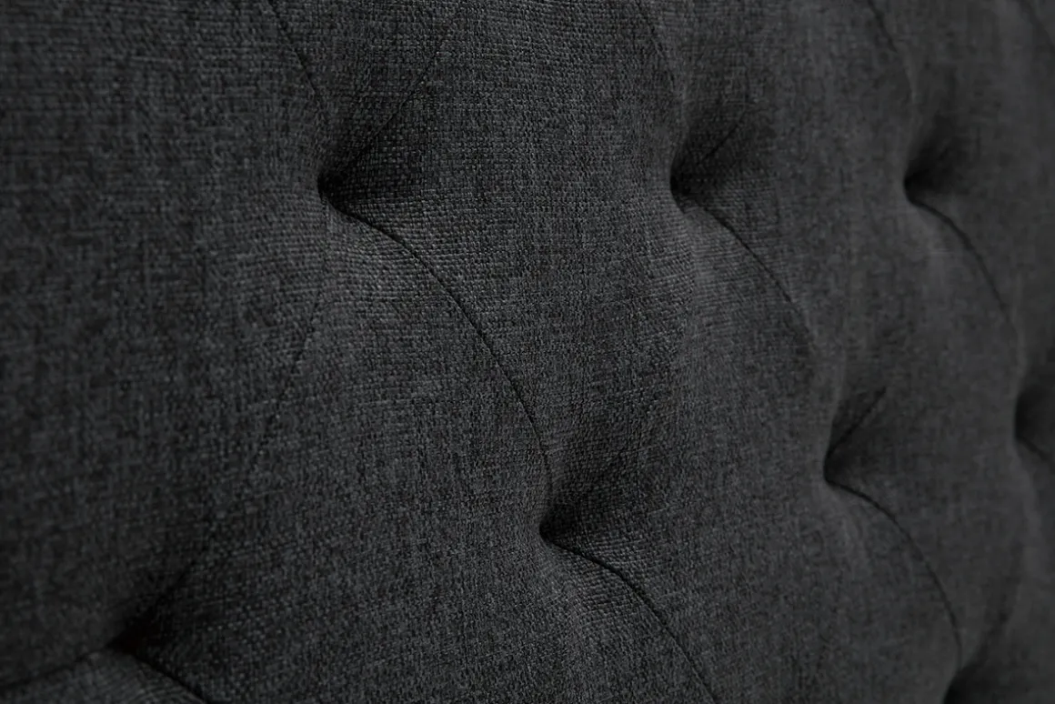 Miliboo Tête De Lit-Tête de lit capitonnée en tissu gris foncé L140 cm ENGUERRAND