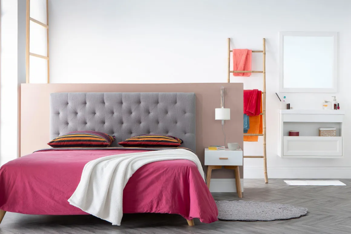 Miliboo Tête De Lit-Tête de lit capitonnée en tissu gris foncé L140 cm ENGUERRAND