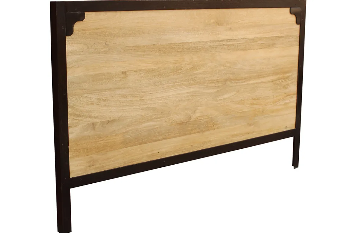 Miliboo Tête De Lit-Tête de lit en bois manguier massif et métal noir L165 cm INDUSTRIA