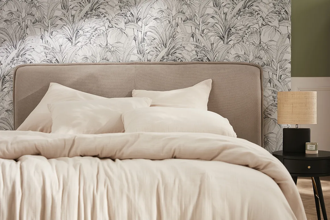 Miliboo Tête De Lit-Tête de lit en tissu effet velours beige naturel L175 cm MARCIA