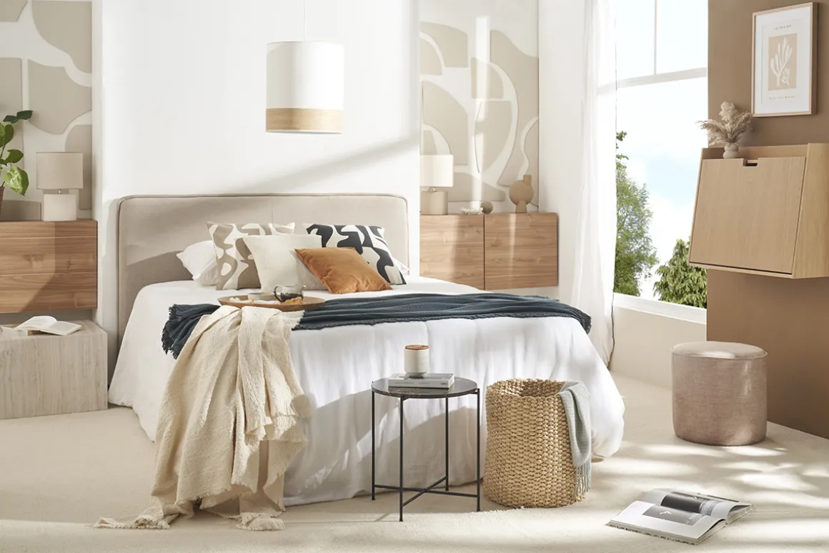 Miliboo Tête De Lit-Tête de lit en tissu effet velours beige naturel L175 cm MARCIA