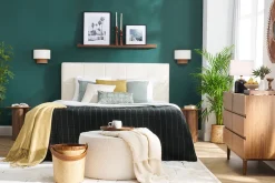 Miliboo Tête De Lit-Tête de lit en tissu effet laine bouclée blanc L160 cm CLOVIS