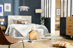 Miliboo Tête De Lit-Tête de lit en tissu effet laine bouclée blanc L160 cm CLOVIS