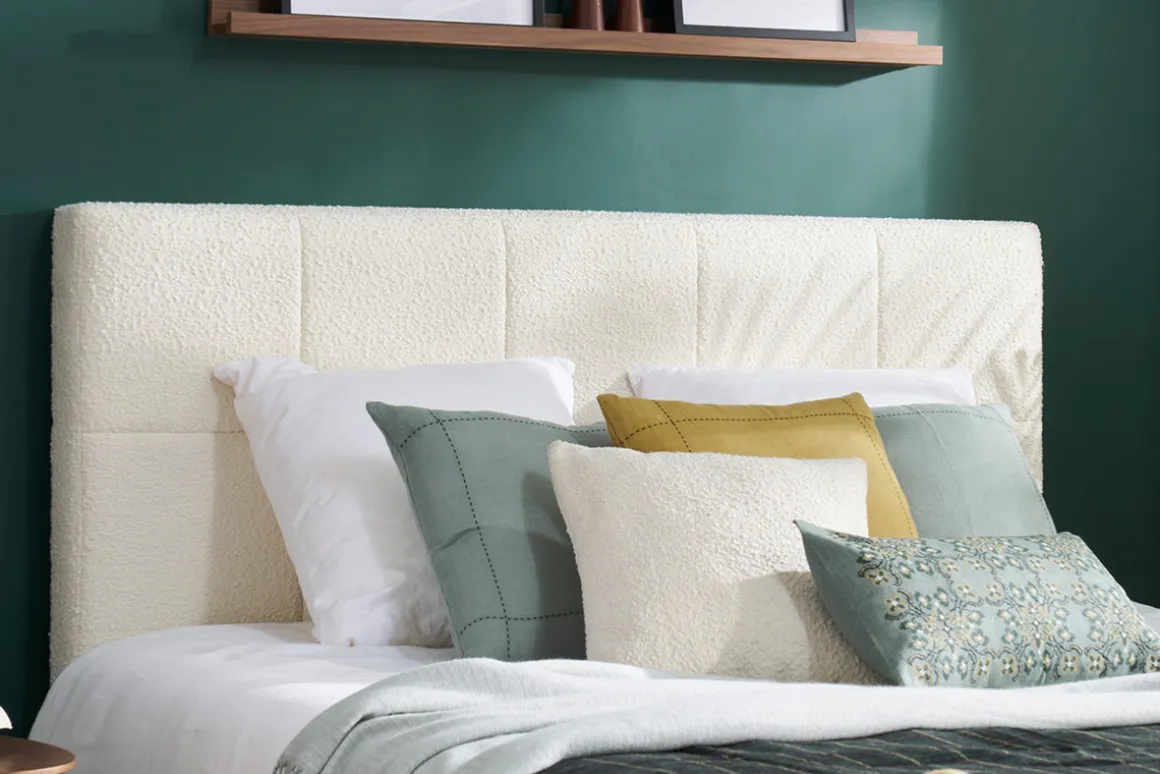 Miliboo Tête De Lit-Tête de lit en tissu effet laine bouclée blanc L160 cm CLOVIS