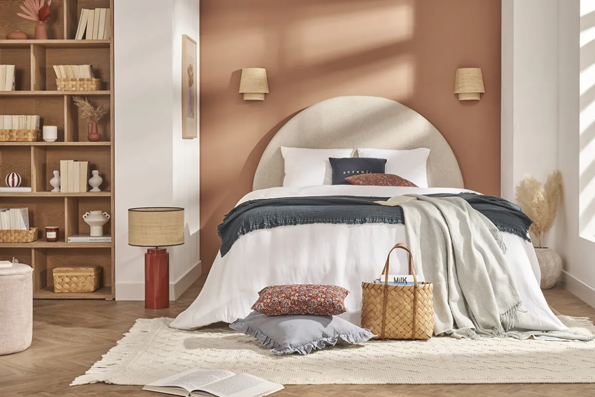 Miliboo Tête De Lit-Tête de lit ronde en tissu beige L160 cm NAOMY