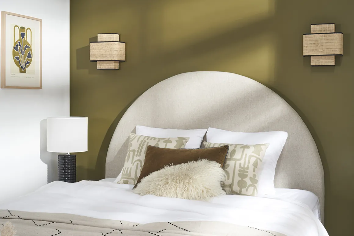 Miliboo Tête De Lit-Tête de lit ronde en tissu beige L160 cm NAOMY