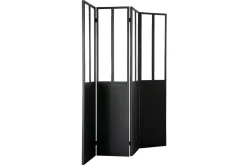 Miliboo Paravent-Verrière atelier paravent industriel en métal noir et verre 4 vantaux L160 cm RACK