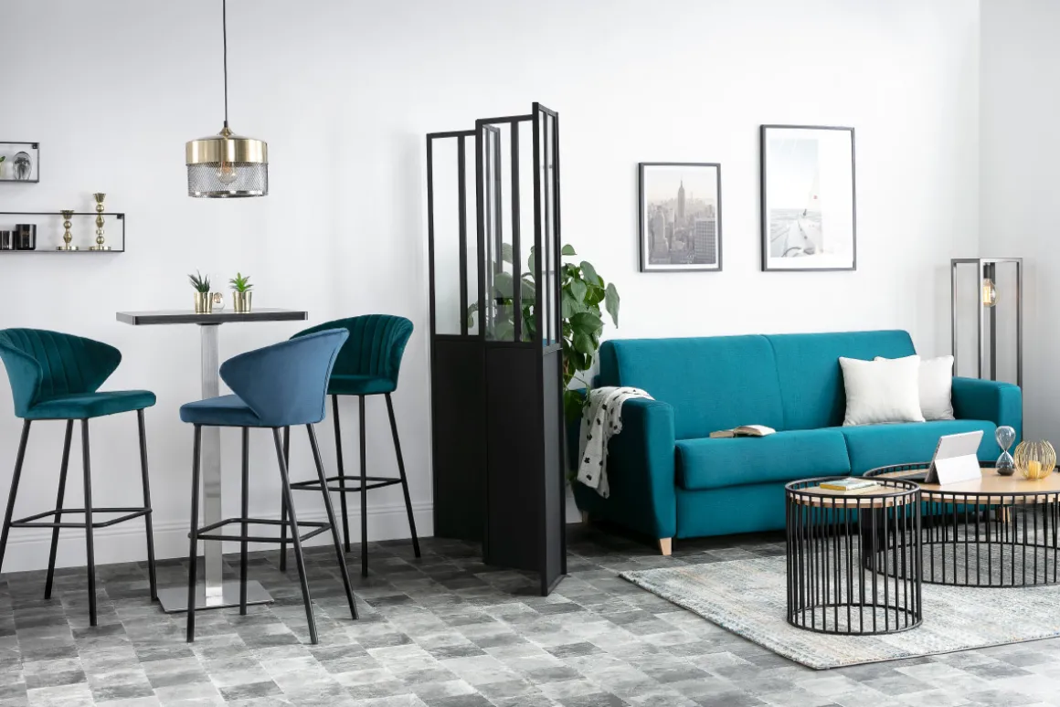 Miliboo Paravent-Verrière atelier paravent industriel en métal noir et verre 4 vantaux L160 cm RACK